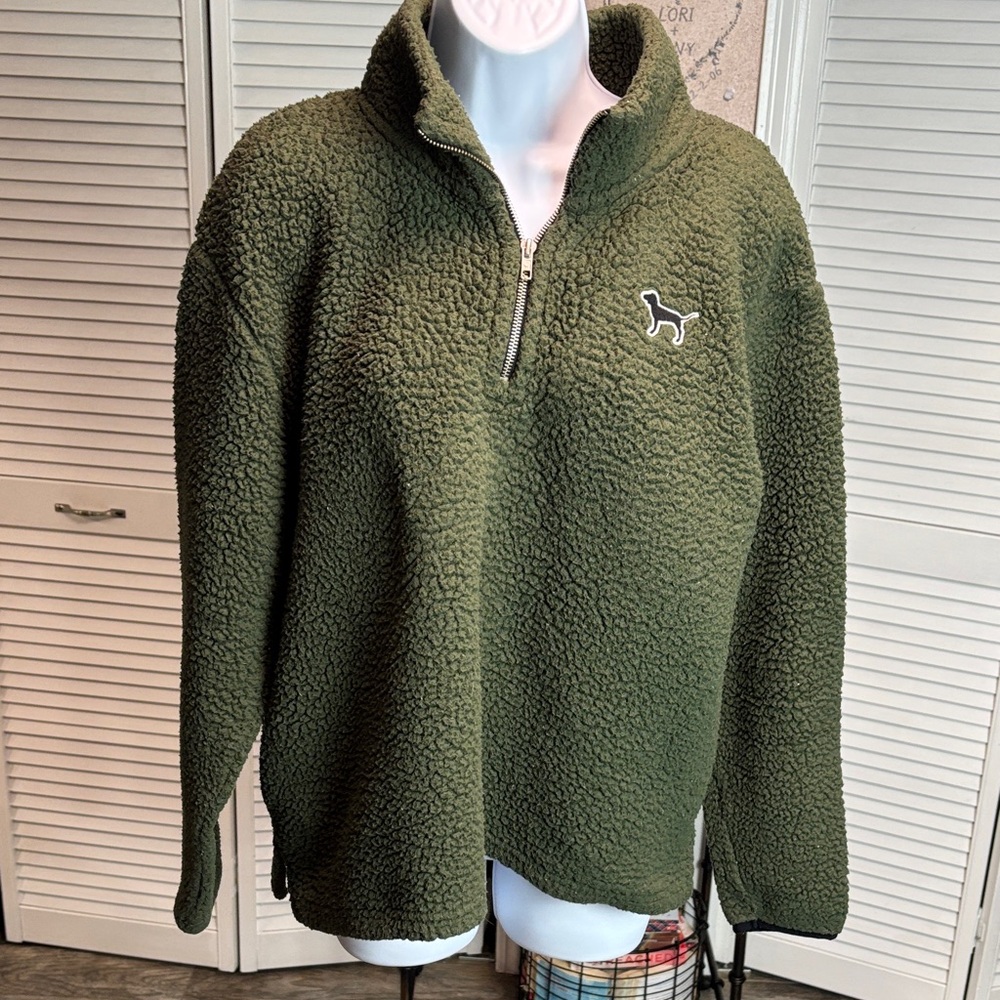 Olive Green Half-Zip Men's Sweater
